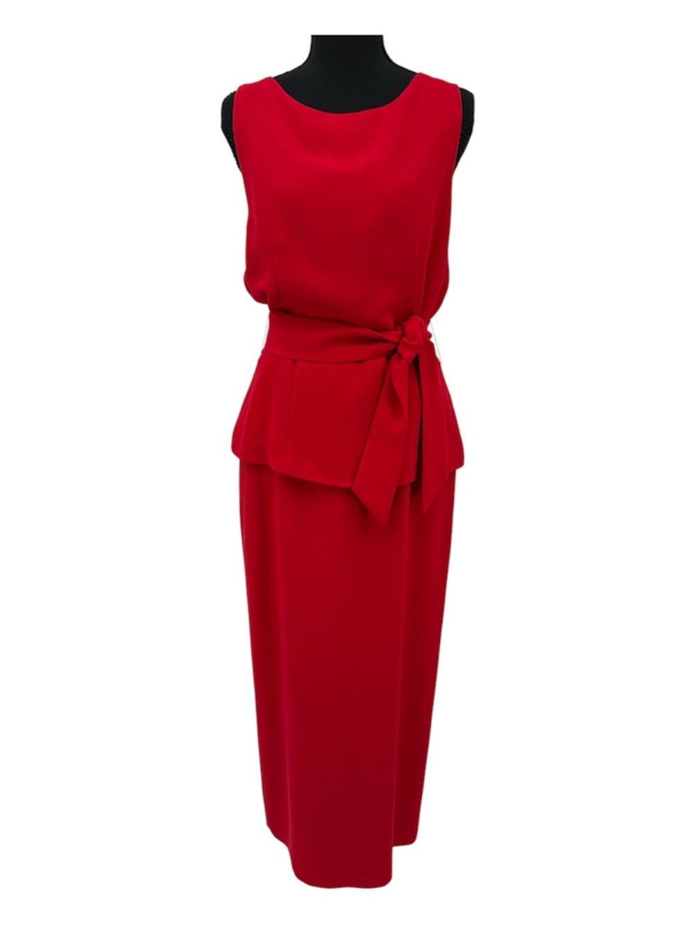 Vintage Red Sleeveless Dress with Peplum by YL by Yair Size 8